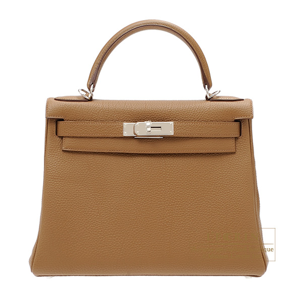 Hermes　Kelly bag 28　Retourne　Alezan　Togo leather　Silver hardware