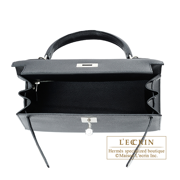 Hermes Kelly bag 28 Sellier Black Epsom leather Silver hardware