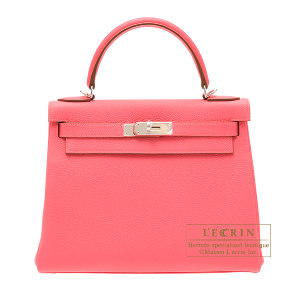 Hermes　Kelly bag 28　Retourne　Rose lipstick　Togo leather　Silver hardware