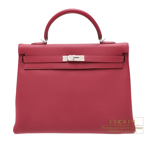 Hermes　Kelly bag 35　Retourne　Ruby　Togo leather　Silver hardware