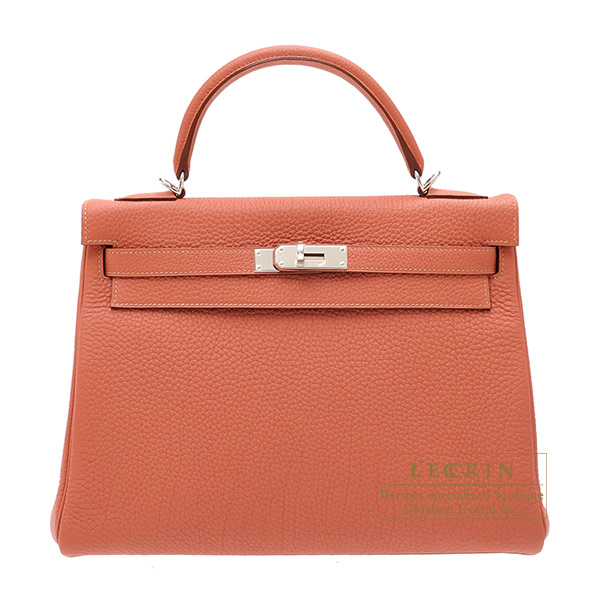 Hermes　Kelly bag 32　Retourne　Rosy　Togo leather　Silver hardware