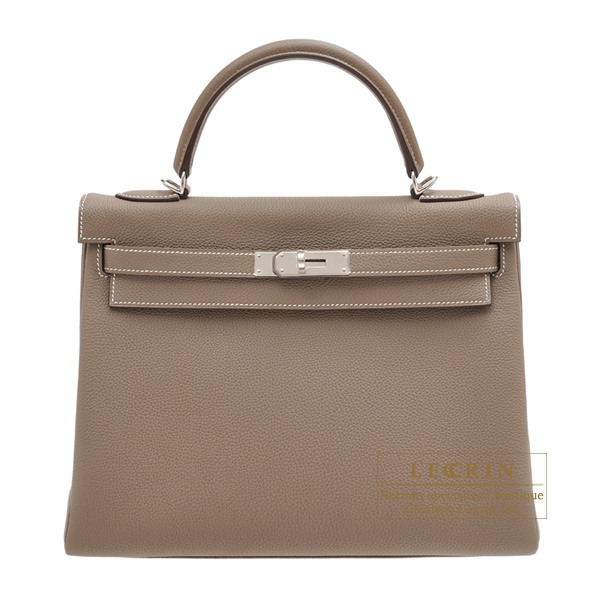 Hermes　Kelly bag 32　Retourne　Etoupe grey　Togo leather　Silver hardware