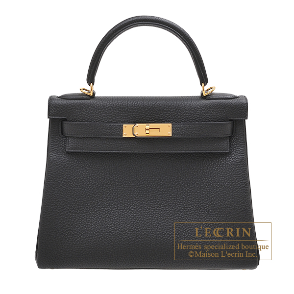 Hermes　Kelly bag 28　Retourne　Black　Togo leather　Gold hardware