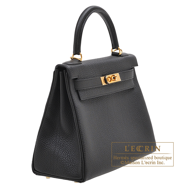 Hermes　Kelly bag 28　Retourne　Black　Togo leather　Gold hardware