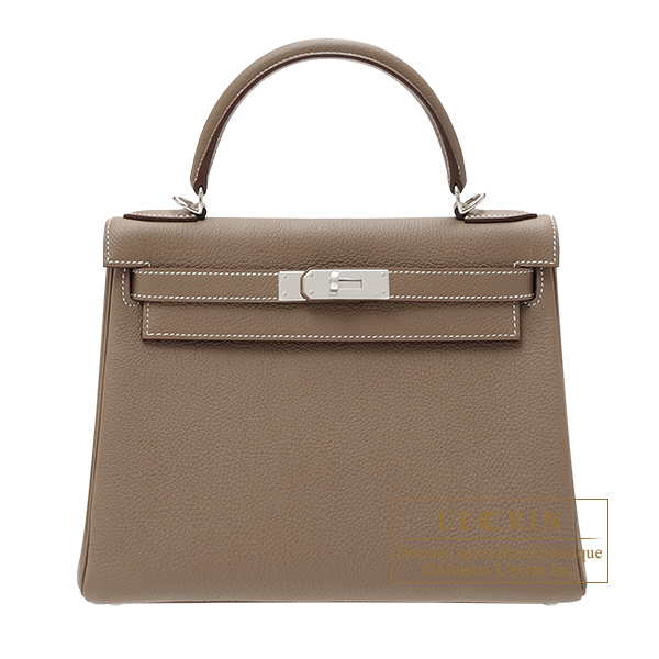 Hermes　Kelly bag 28　Retourne　Etoupe grey　Togo leather　Silver hardware