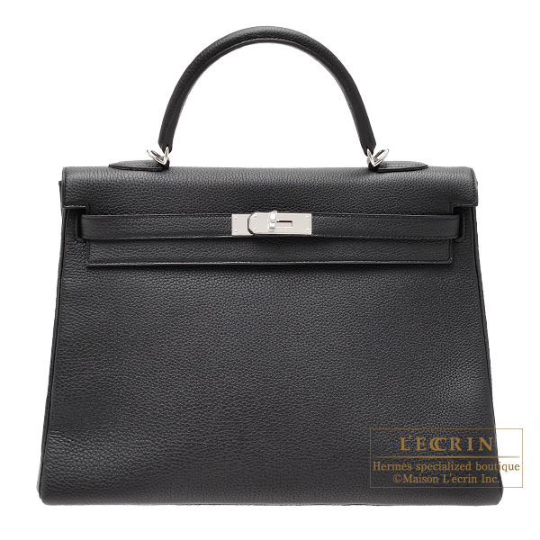 Hermes　Kelly bag 35　Retourne　Black　Togo leather　Silver hardware
