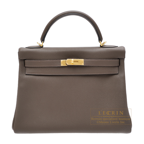 Hermes　Kelly bag 32　Retourne　Ecorce　Togo leather　Gold hardware