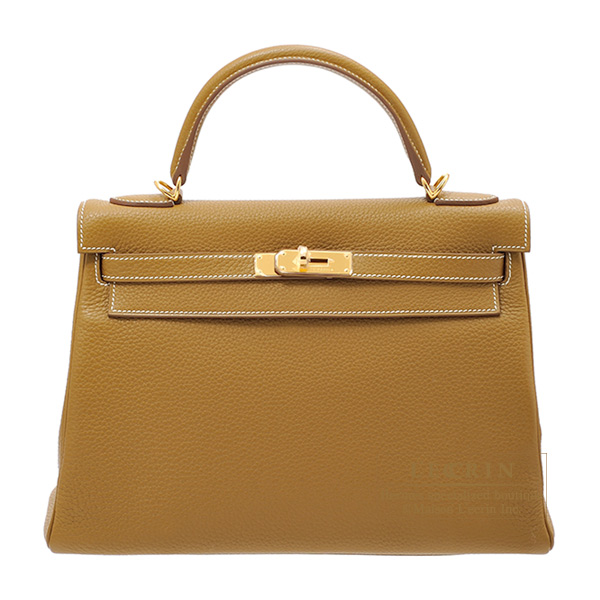 Hermes　Kelly bag 32　Retourne　Kraft　Clemence leather　Gold hardware