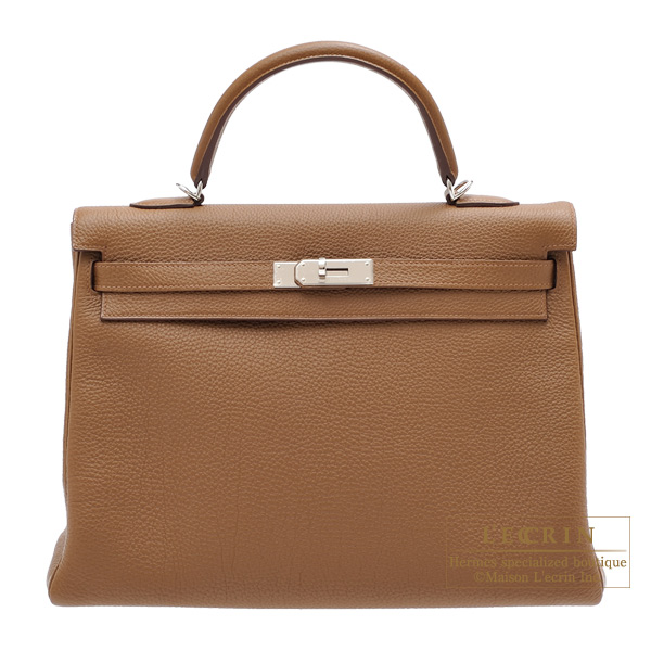 Hermes　Kelly bag 35　Retourne　Alezan　Togo leather　Silver hardware