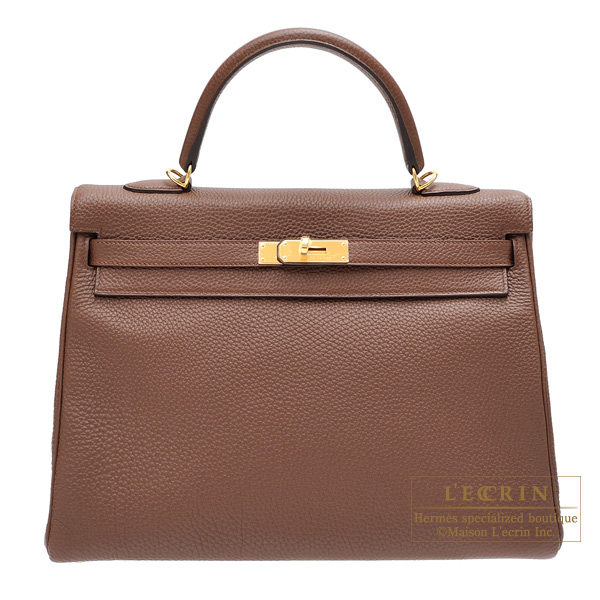 Hermes　Kelly bag 35　Retourne　Brulee　Togo leather　Gold hardware