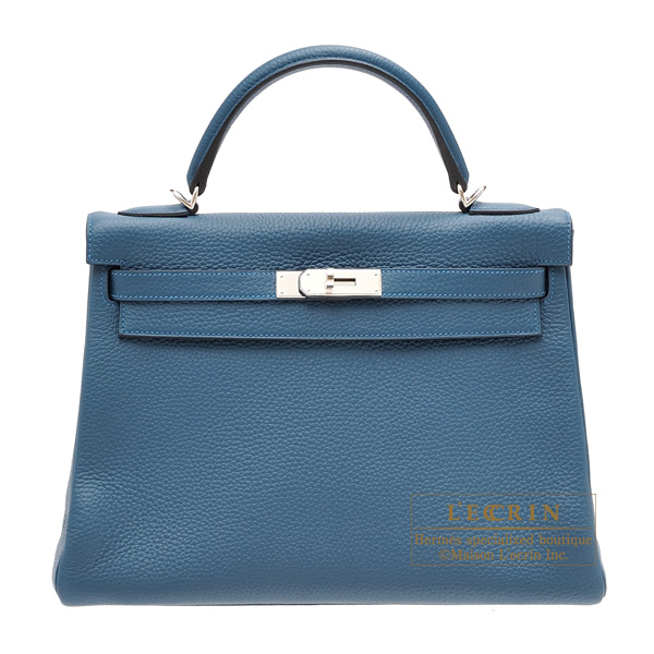 Hermes Kelly Amazon bag 32 Retourne Colvert Clemence leather Silver ...