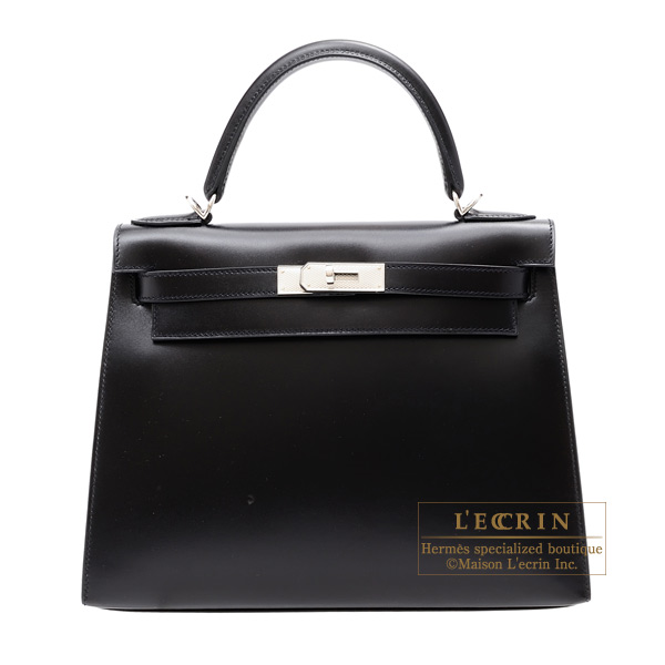Hermes　Kelly bag 28　Sellier　Black　Box calf leather　Guilloche hardware