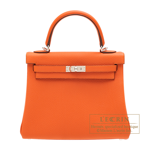 Hermes Kelly bag 25 Retourne Feu Togo leather Silver hardware