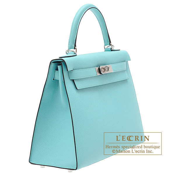 Hermes Kelly bag 28 Sellier Blue atoll Epsom leather Silver