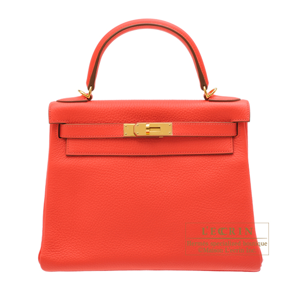 Hermes　Kelly bag 28　Retourne　Rose jaipur　Clemence leather　Gold hardware