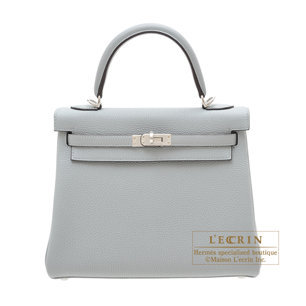 Hermes　Kelly bag 25　Retourne　Blue glacier　Togo leather　Silver hardware