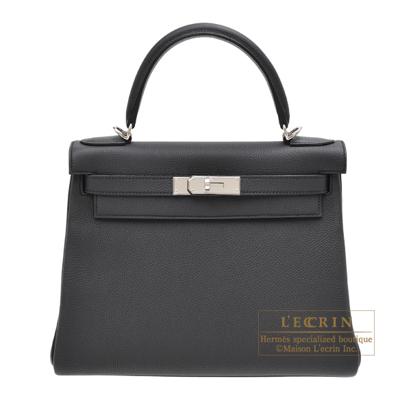 Hermes　Kelly bag 28　Retourne　Plomb　Togo leather　Silver hardware