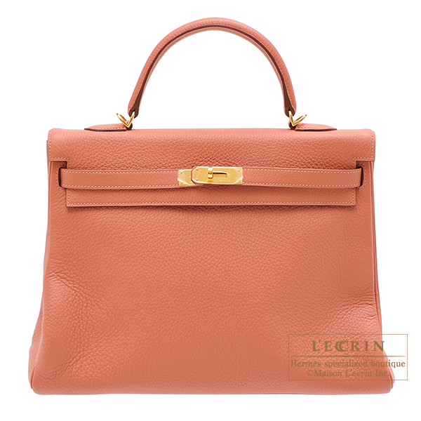 Hermes　Kelly bag 35　Retourne　Rose tea　Clemence leather　Gold hardware