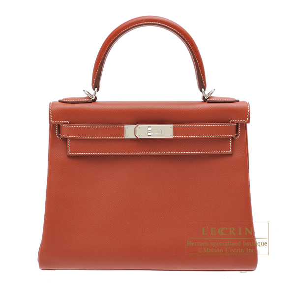 Hermes　Kelly bag 28　Retourne　Brique　Epsom leather　Silver hardware