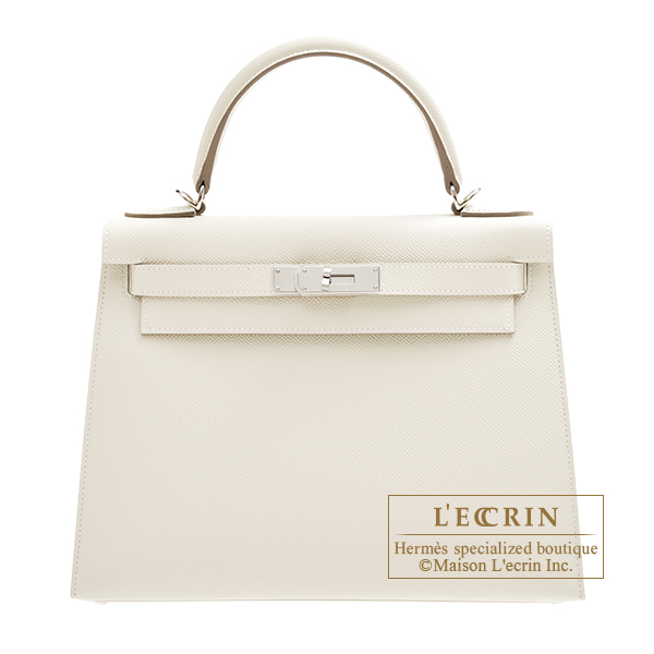 Hermes Calvi Duo Craie Epsom leather Silver hardware