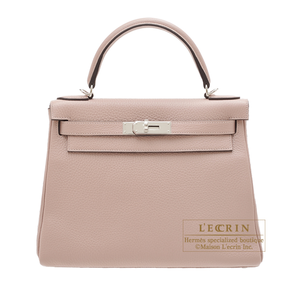 Hermes　Kelly bag 28　Retourne　Glycine　Clemence leather　Silver hardware