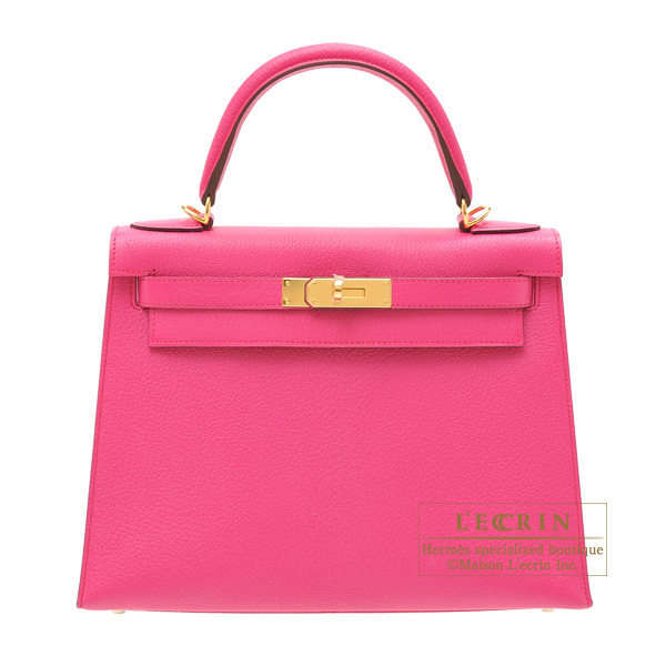 Hermes　Kelly bag 28　Sellier　Rose shocking　Chevre myzore goatskin　Gold hardware