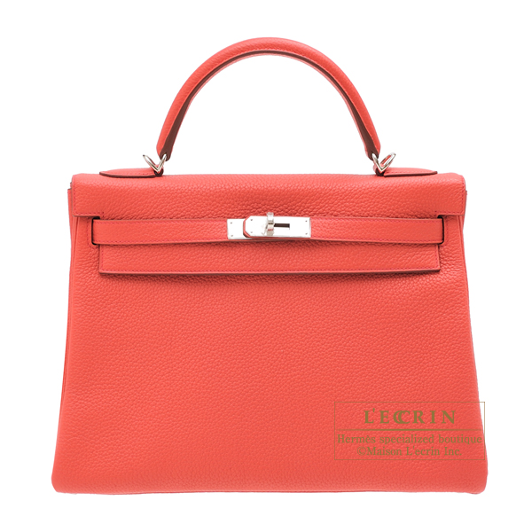 Hermes　Kelly bag 32　Retourne　Bougainvillier　Clemence leather　Silver hardware