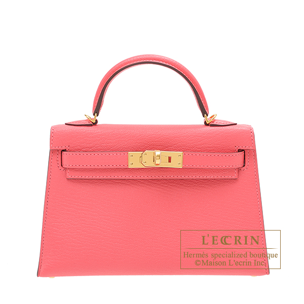 Hermes　Kelly bag mini　Sellier　Rose lipstick　Chevre myzore goatskin　Gold hardware