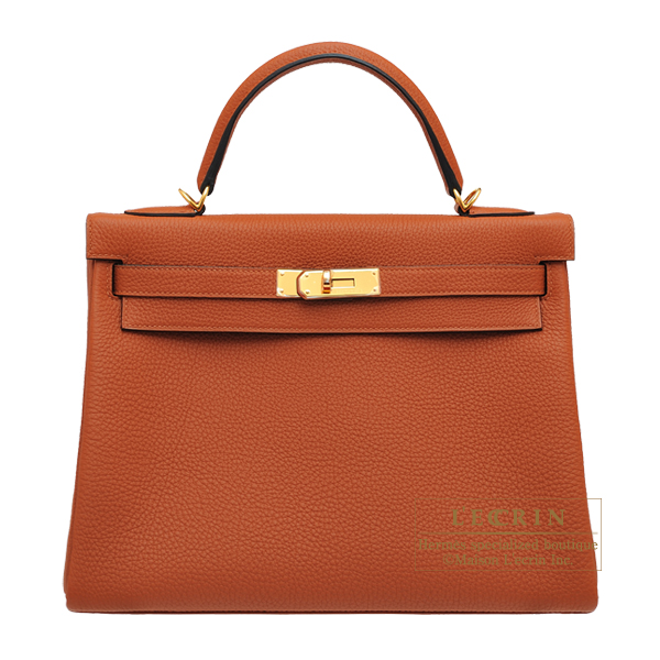 Hermes　Kelly bag 32　Retourne　Cuivre　Togo leather　Gold hardware