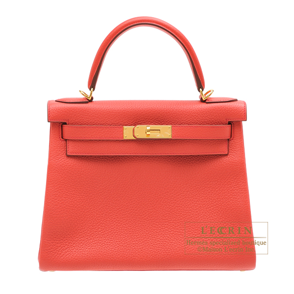 Hermes　Kelly bag 28　Retourne　Bougainvillier　Clemence leather　Gold hardware