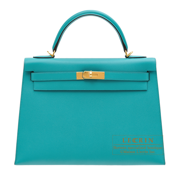 Hermes　Kelly bag 32　Sellier　Blue paon　Epsom leather　Gold hardware