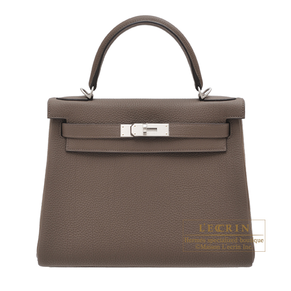 Hermes　Personal Kelly bag 28　Retourne　Taupe grey/　Etoupe grey　Togo leather　Matt silver hardware