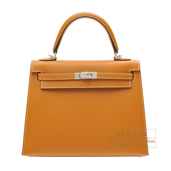 Hermes Kelly bag 25 Sellier Toffee Epsom leather Silver hardware