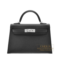 Hermes　Kelly bag mini　Sellier　Black　Epsom leather　Silver hardware
