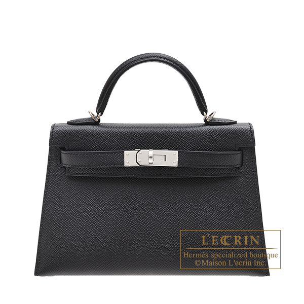 Hermes　Kelly bag mini　Sellier　Black　Epsom leather　Silver hardware