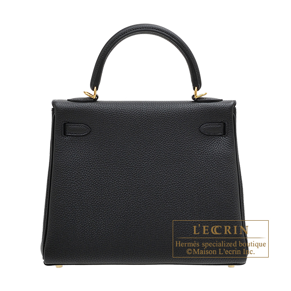 Hermes　Kelly bag 25　Retourne　Black　Togo leather　Gold  hardware
