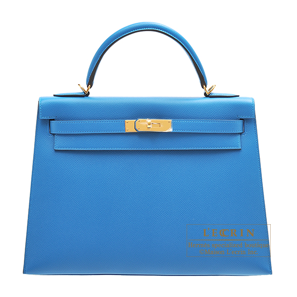 Hermes　Kelly bag 32　Sellier　Blue zanzibar　Epsom leather　Gold hardware