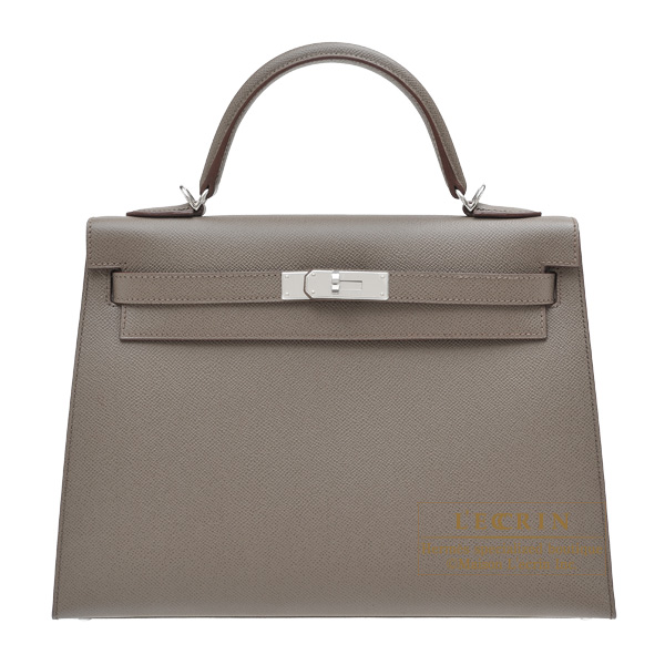 Hermes　Kelly bag 32　Sellier　Etain　Epsom leather　Silver hardware