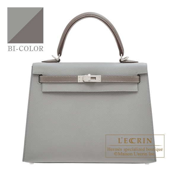 Hermes　Personal Kelly bag 25　Sellier　Gris mouette/　Etain　Epsom leather　Matt silver hardware