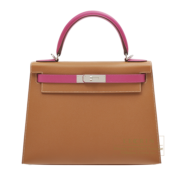 Hermes　Personal Kelly bag 28　Sellier　Gold/　Rose purple　Epsom leather　Silver hardware