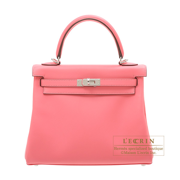 Hermes　Kelly bag 25　Retourne　Rose azalee　Swift leather　Silver hardware