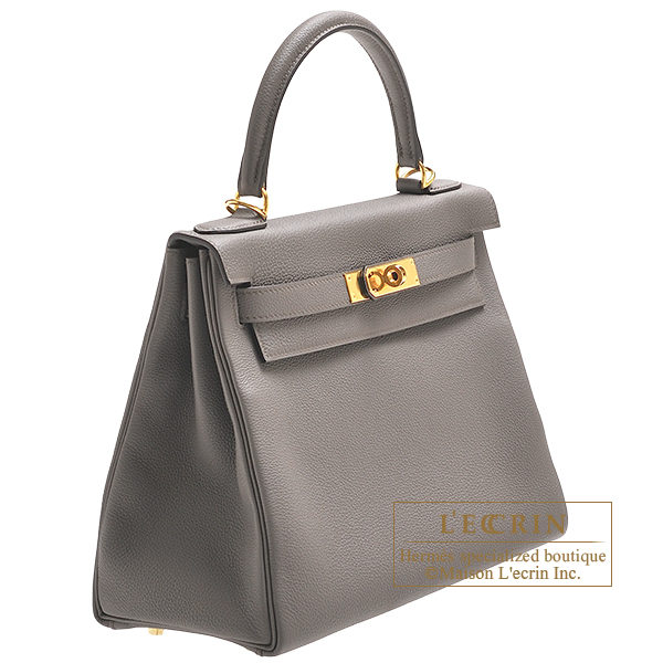 Hermes Etain Epsom Leather Gold Hardware Kelly Sellier 28 Bag