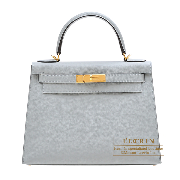 Hermes Kelly bag 28 Sellier Blue glacier Epsom leather Gold