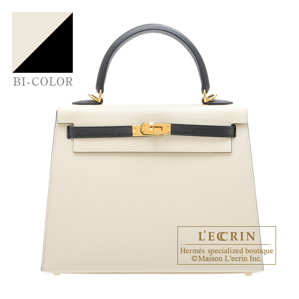 Hermes Personal Kelly bag 25 Sellier White/Black Epsom leather