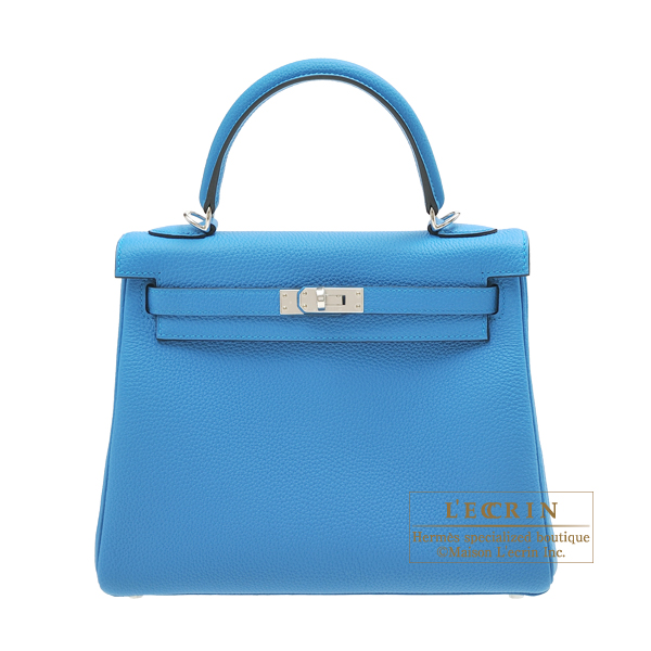 Hermes　Kelly bag 25　Retourne　Blue zanzibar　Togo leather　Silver hardware