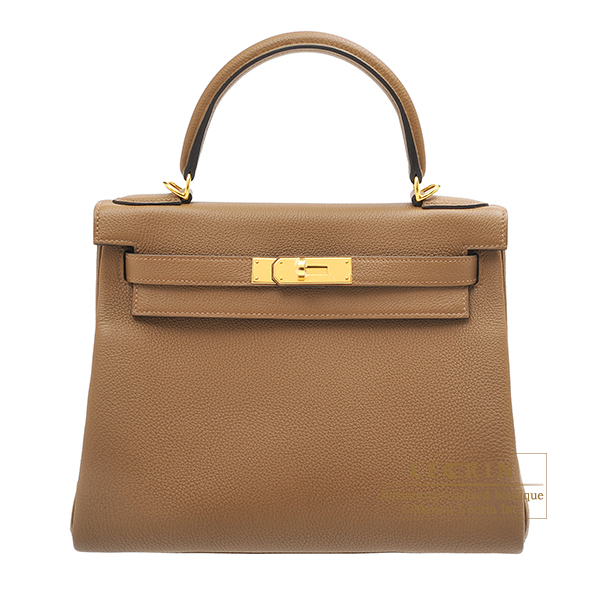 Hermes　Kelly bag 28　Retourne　Alezan　Togo leather　Gold hardware