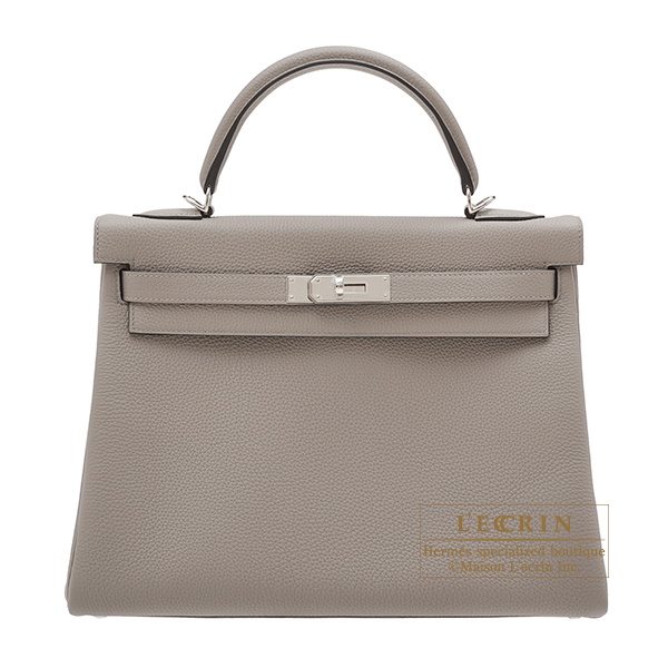 Hermes　Kelly bag 32　Retourne　Gris asphalt　Togo leather　Silver hardware