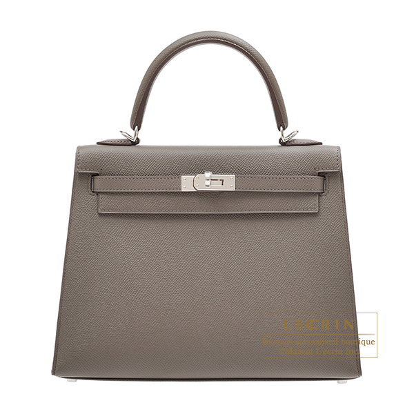 Hermes　Kelly bag 25　Sellier　Etain　Epsom leather　Silver hardware