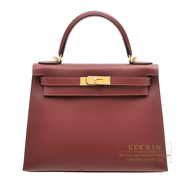 Hermes Kelly bag 28 Sellier Rouge H Sombrero leather Gold hardware L ecrin Boutique Singapore