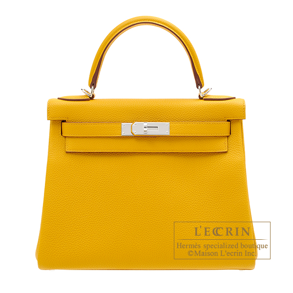 Hermes Birkin bag 30 Jaune ambre Togo leather Silver hardware